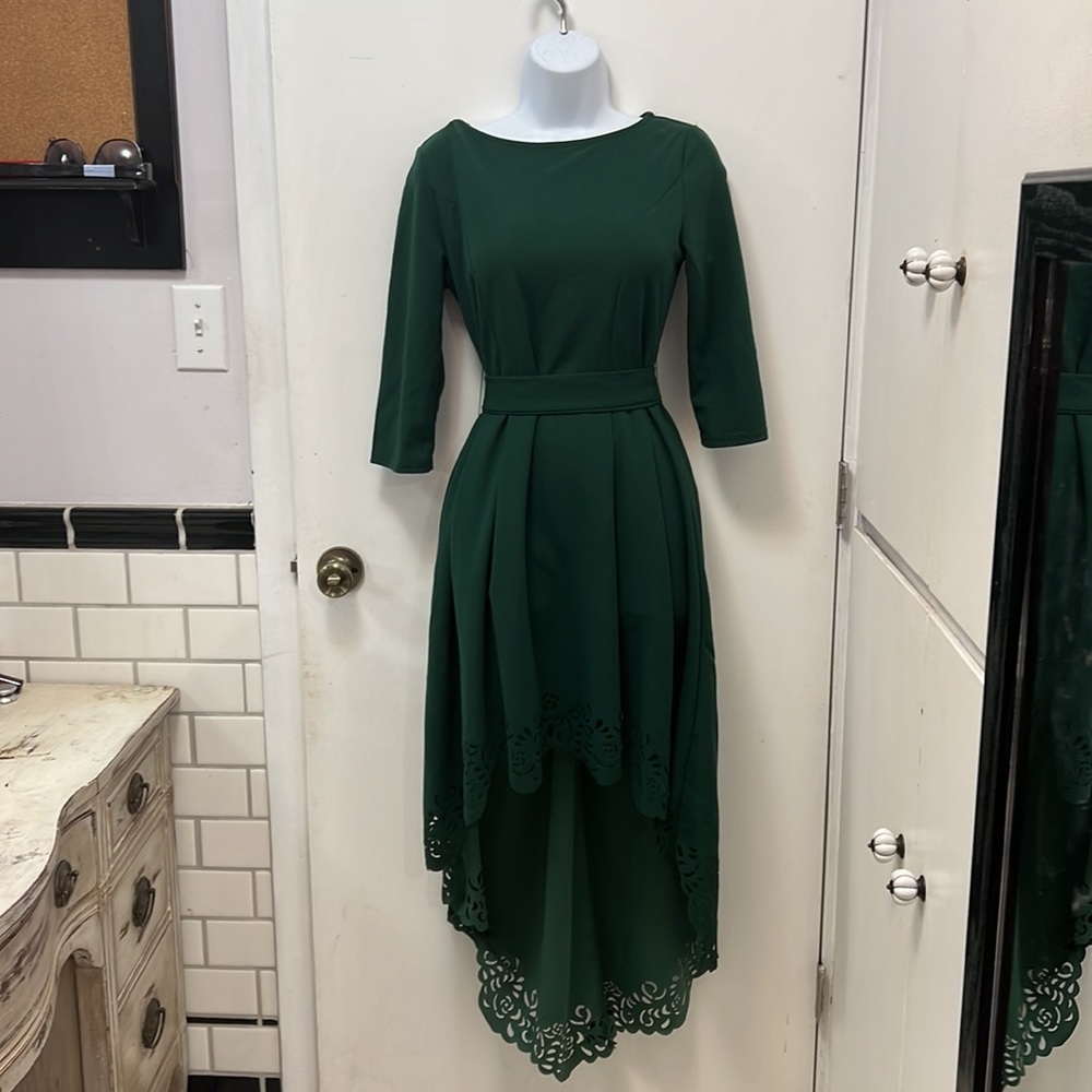 Laser cut green dress